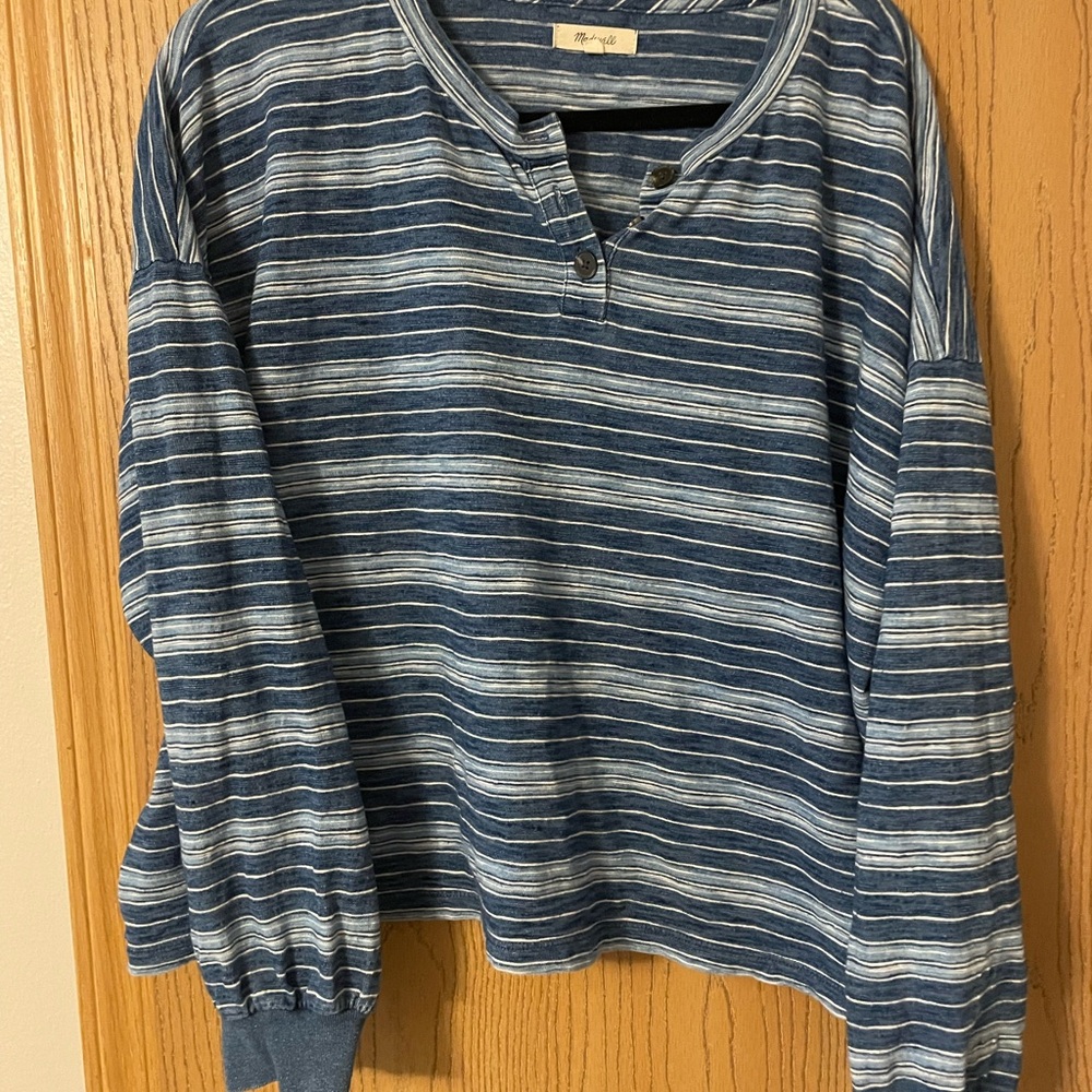 Madewell Blue Striped Long Sleeve Tee